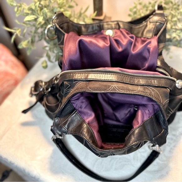 Coach Black Madison Signature Pattern Shoulder Bag - Picture 1 of 12